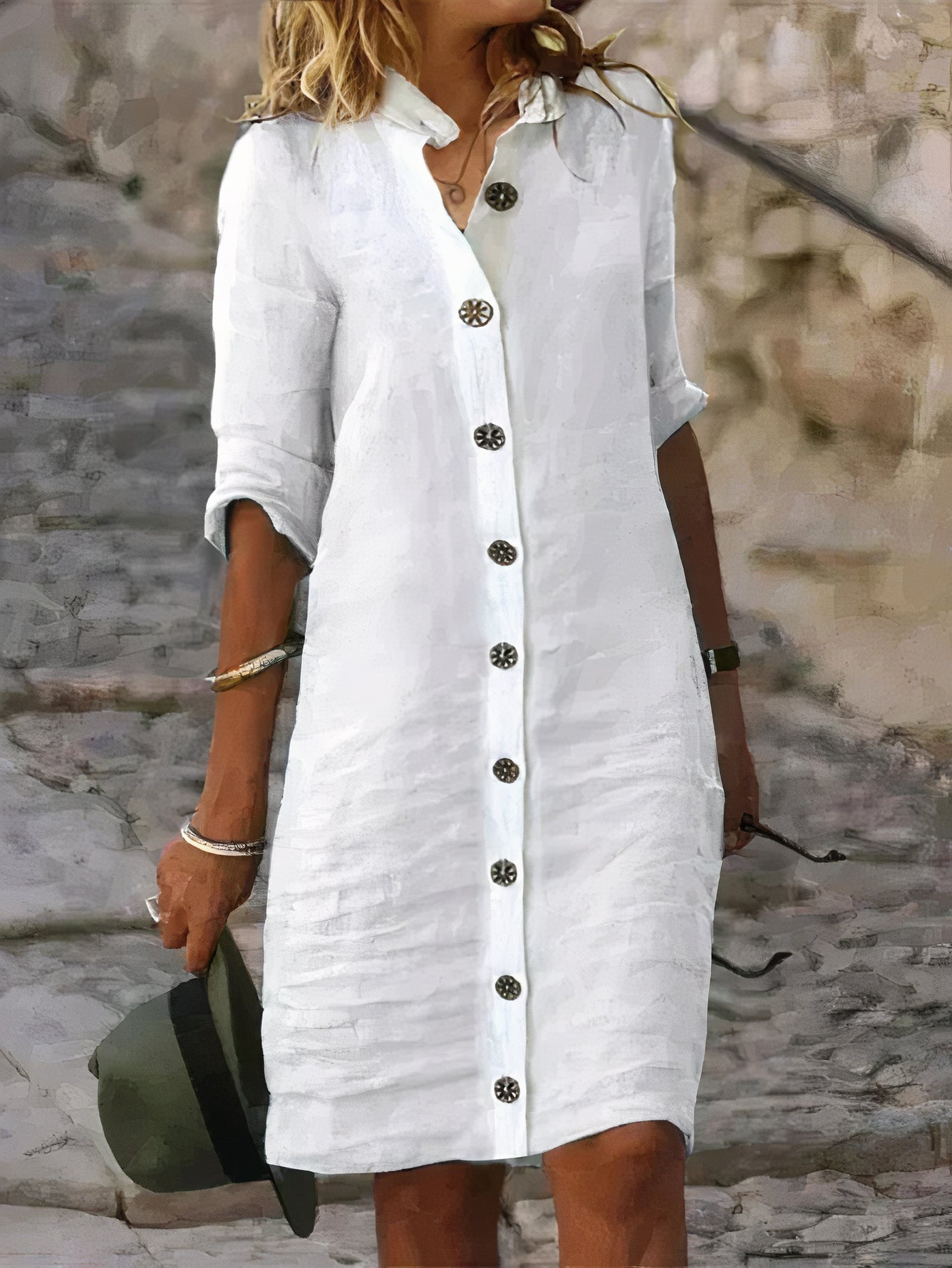 Robe midi décontractée en lin pour l'été
