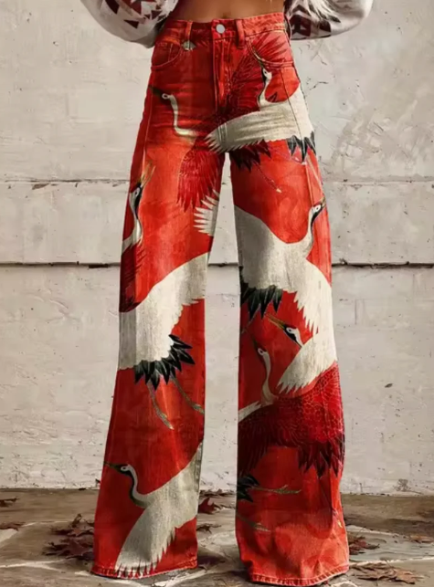Pantalon large avec imprimé coloré