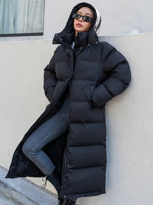Veste longue, chaude et décontractée avec capuche pour femmes | Idéale pour l'automne/hiver