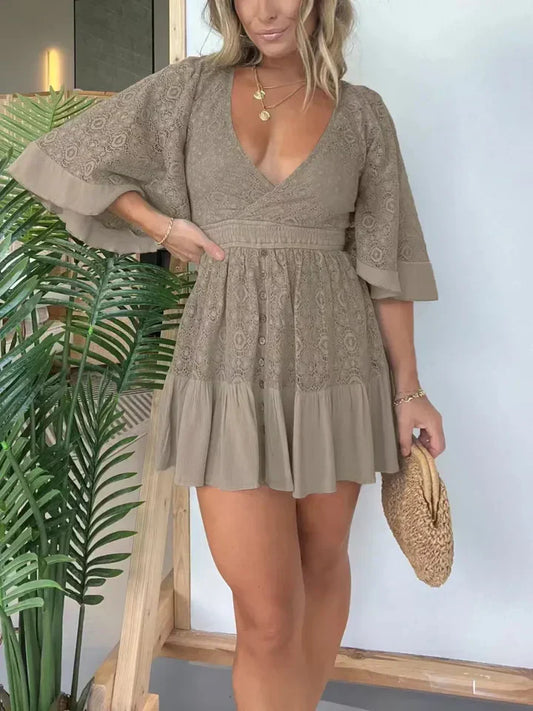 Brittany - Robe de jeu pour femme en dentelle et dentelle crochetée