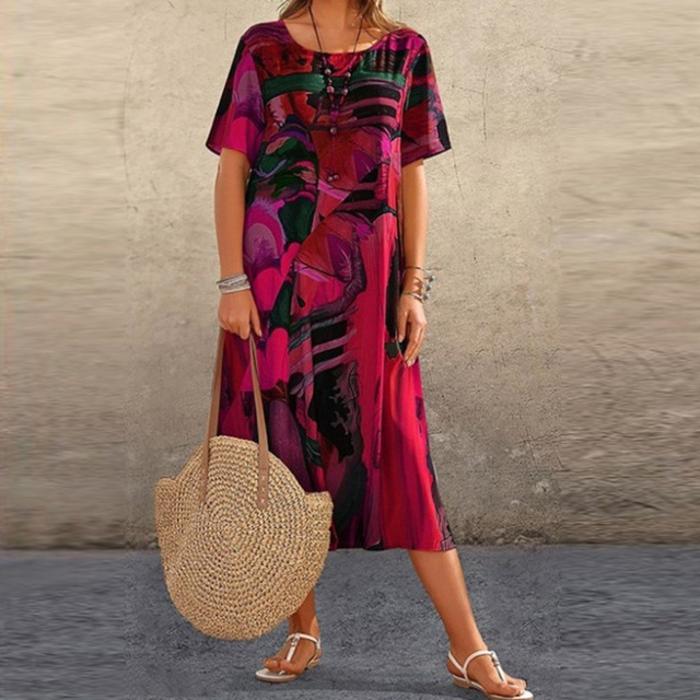 Robe midi d'été avec imprimé moderne