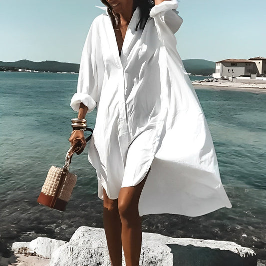 Belle - Robe blouse d'été blanche