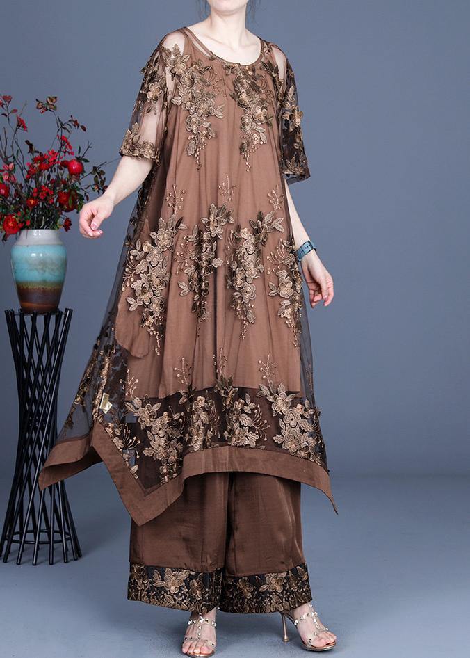 2021 Summer Irregular Dress Wide Leg Trousers Suspenders Skirt Three-Piece Set