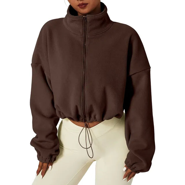 Kara - Pull Zip en Fleece Raccourci pour Femmes