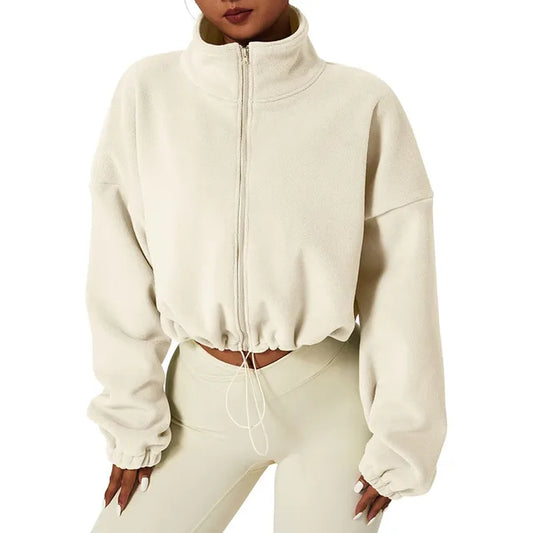 Kara - Pull Zip en Fleece Raccourci pour Femmes