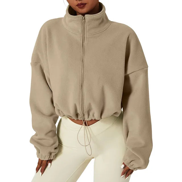 Kara - Pull Zip en Fleece Raccourci pour Femmes