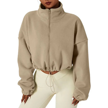Kara - Pull Zip en Fleece Raccourci pour Femmes