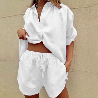 Ensemble blouse et short - Décontracté et tendance - Coton, taille élastique - Parfait pour l'été