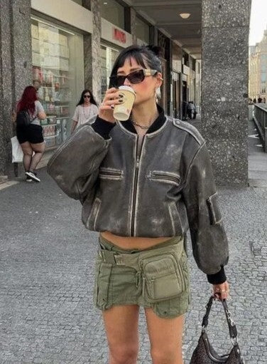 Milan | Veste en cuir vintage délavé