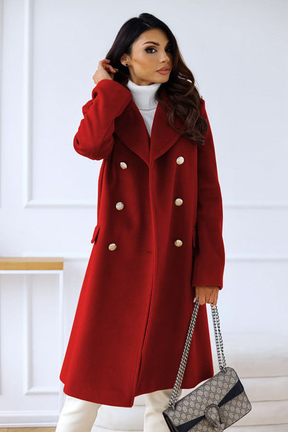 Manteau noir emblématique avec boutons dorés pour femme grande taille