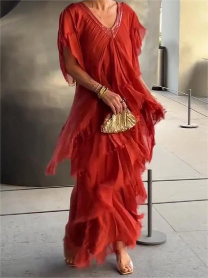 Cortenne - Robe longue élégante avec décolleté plongeant