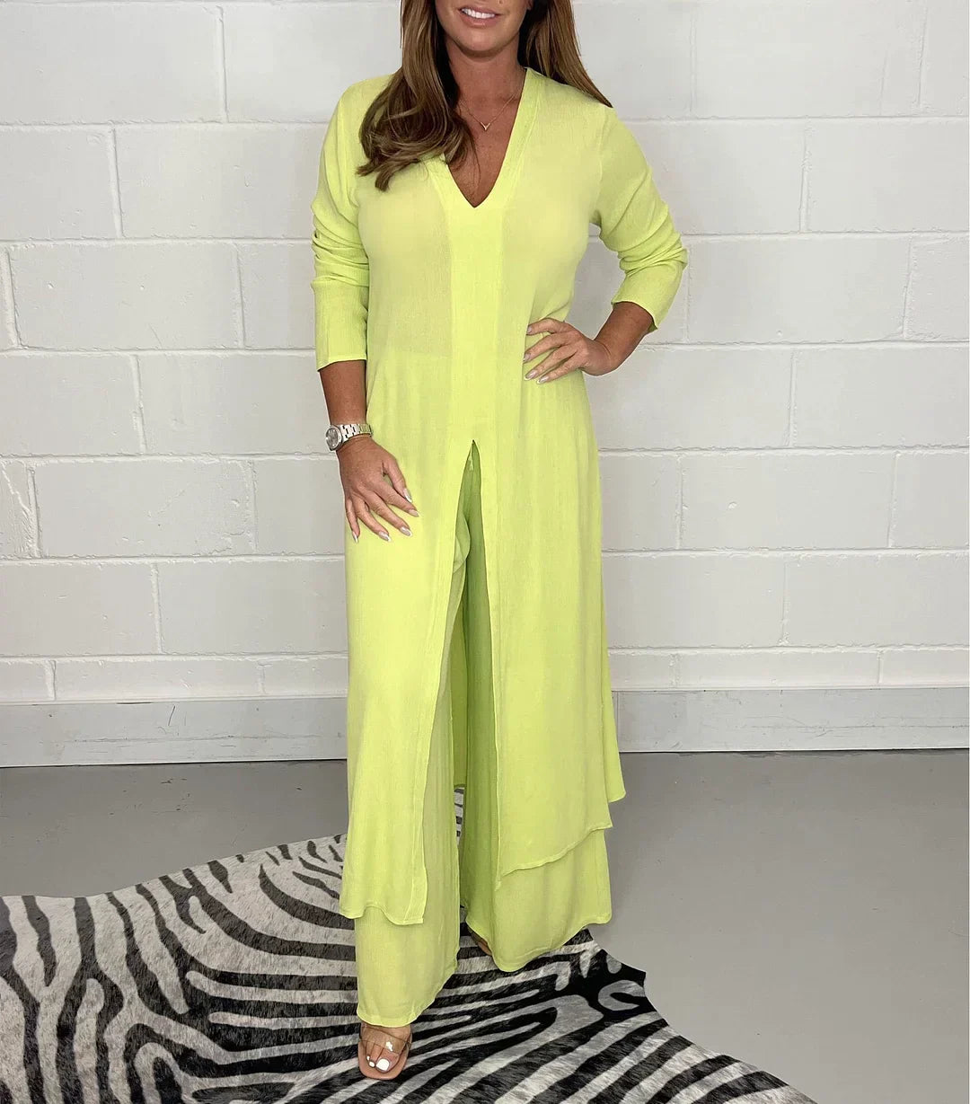 ELISSE | Ensemble 2 pièces décontracté : haut long, pantalon assorti