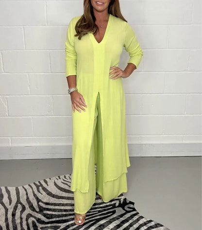 ELISSE | Ensemble 2 pièces décontracté : haut long, pantalon assorti