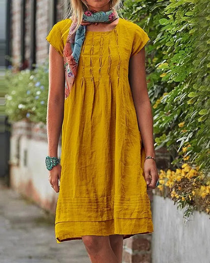 Maisie - Robes en lin unies vintage décontractées pour femmes