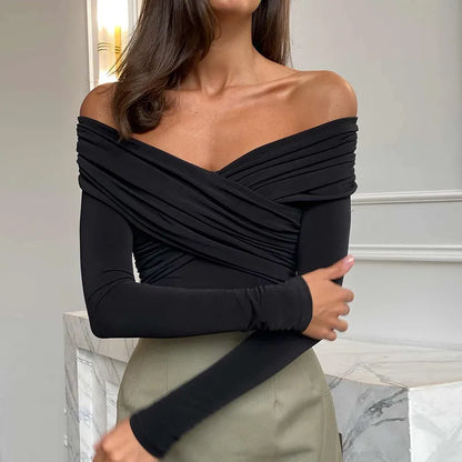 Yela - Body de base extensible de couleur unie à la mode pour femmes