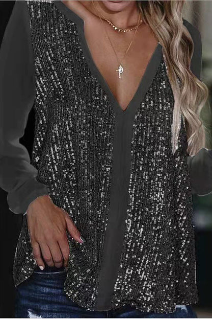 Uma Blouse | Blouse à manches longues pailletées