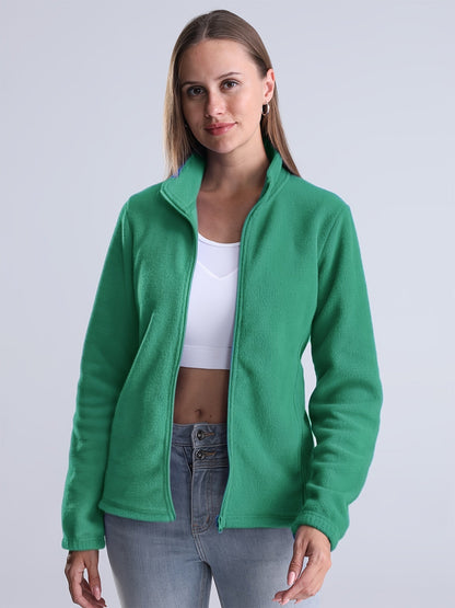 Nina | Veste doublée en peluche unie avec fermeture éclair et poches