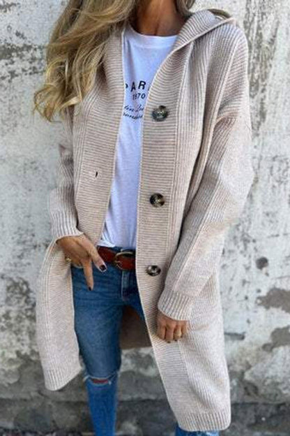 Lina - Gilet tricoté pour femme avec capuche et poches