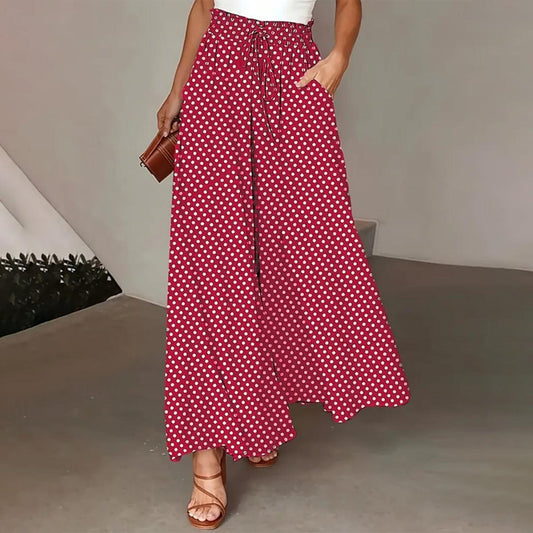 Pantalon à pois rouges avec poches latérales
