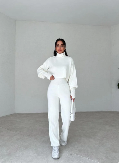 Anneliese - Ensemble Pull à Col Roulé en Tricot et Pantalon pour Femmes