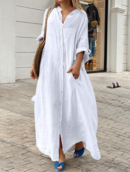Robe Aura à boutons et manches longues