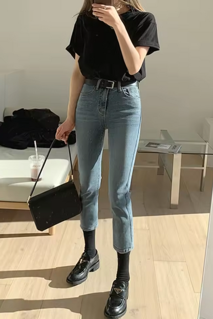 Jinny | Jean droit à haute élasticité pour femme