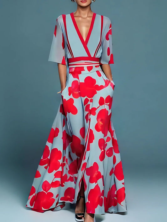Elise™ | Robe Portefeuille Élégante Fleurie
