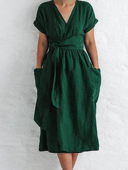 Robe décontractée unie sans bretelles pour femmes, couleur unie