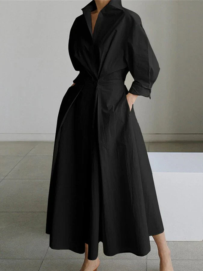 Maxi-robe - pour femmes avec boutons inversés et manches longues
