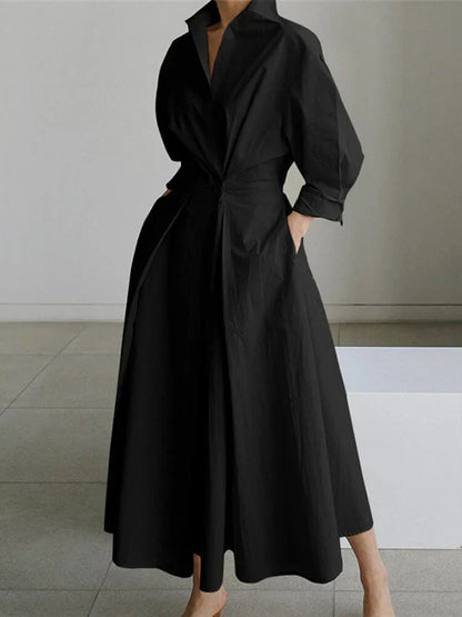 Maxi-robe - pour femmes avec boutons inversés et manches longues