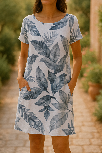 Robe courte décontractée à la coupe élégante et aux manches souples