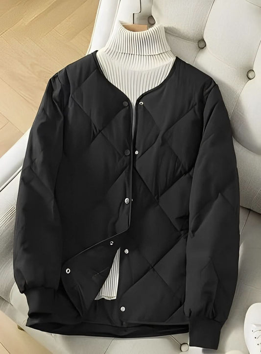 Veste tampon noire avec motif piqué moderne pour femmes