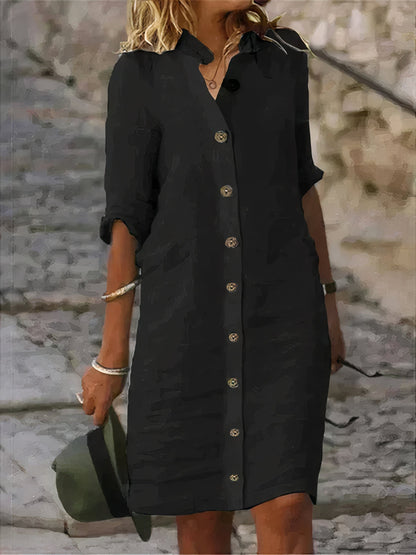 Robe midi décontractée en lin pour l'été
