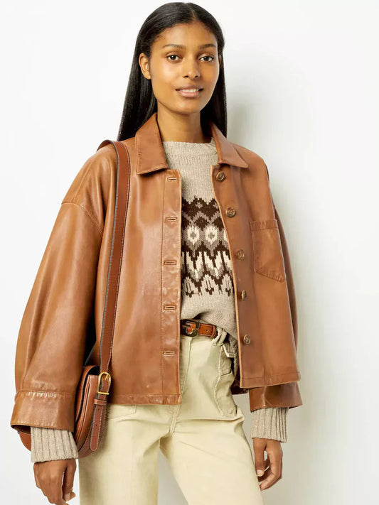 Malvie - veste en cuir vintage