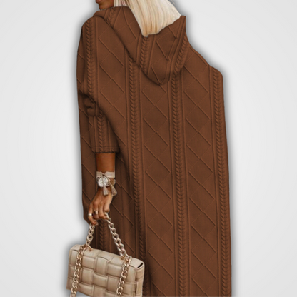 ANNEKE - GILET CARDIGAN LONG AVEC CAPUCHON