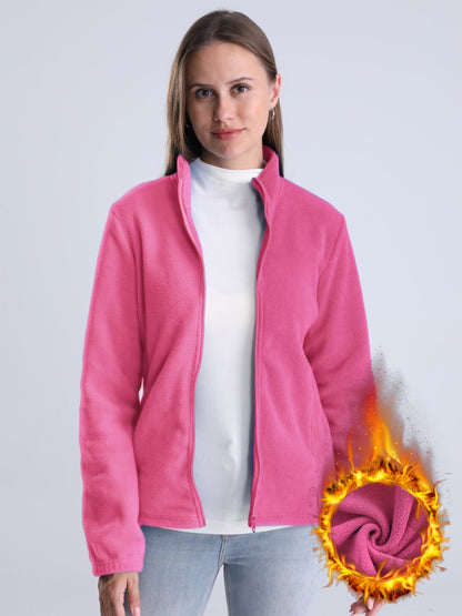 Nina | Veste doublée en peluche unie avec fermeture éclair et poches