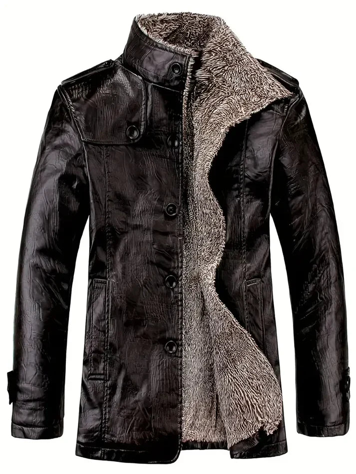 Taliesin - Veste en cuir doublée de molleton pour homme
