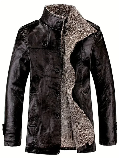 Taliesin - Veste en cuir doublée de molleton pour homme