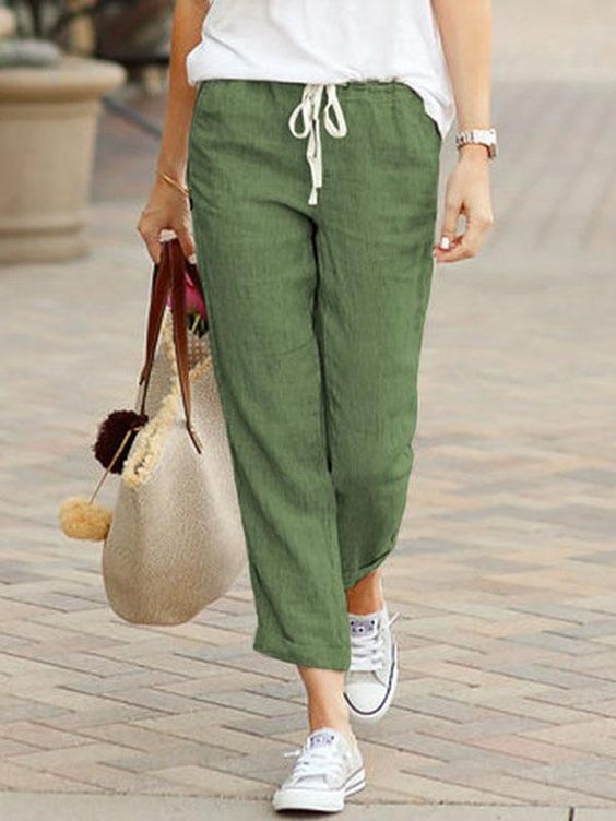pantalon avec cordon en coton