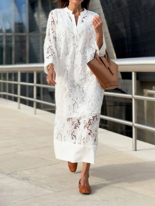 Robe longue élégante à manches longues et coupe ample pour les occasions spéciales