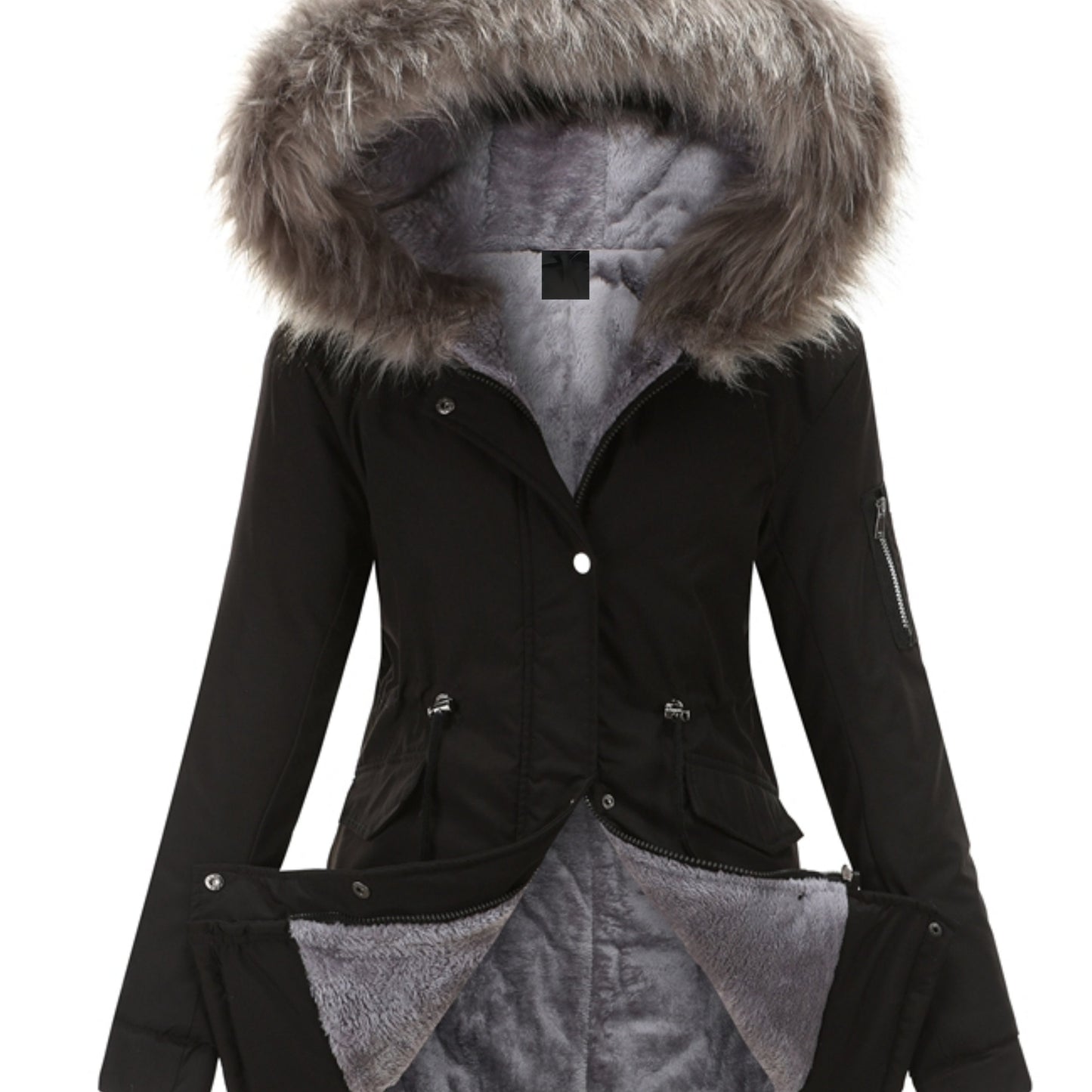Nina | Veste parka à capuche duveteuse zippée