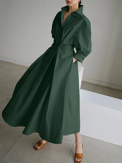 Maxi-robe - pour femmes avec boutons inversés et manches longues