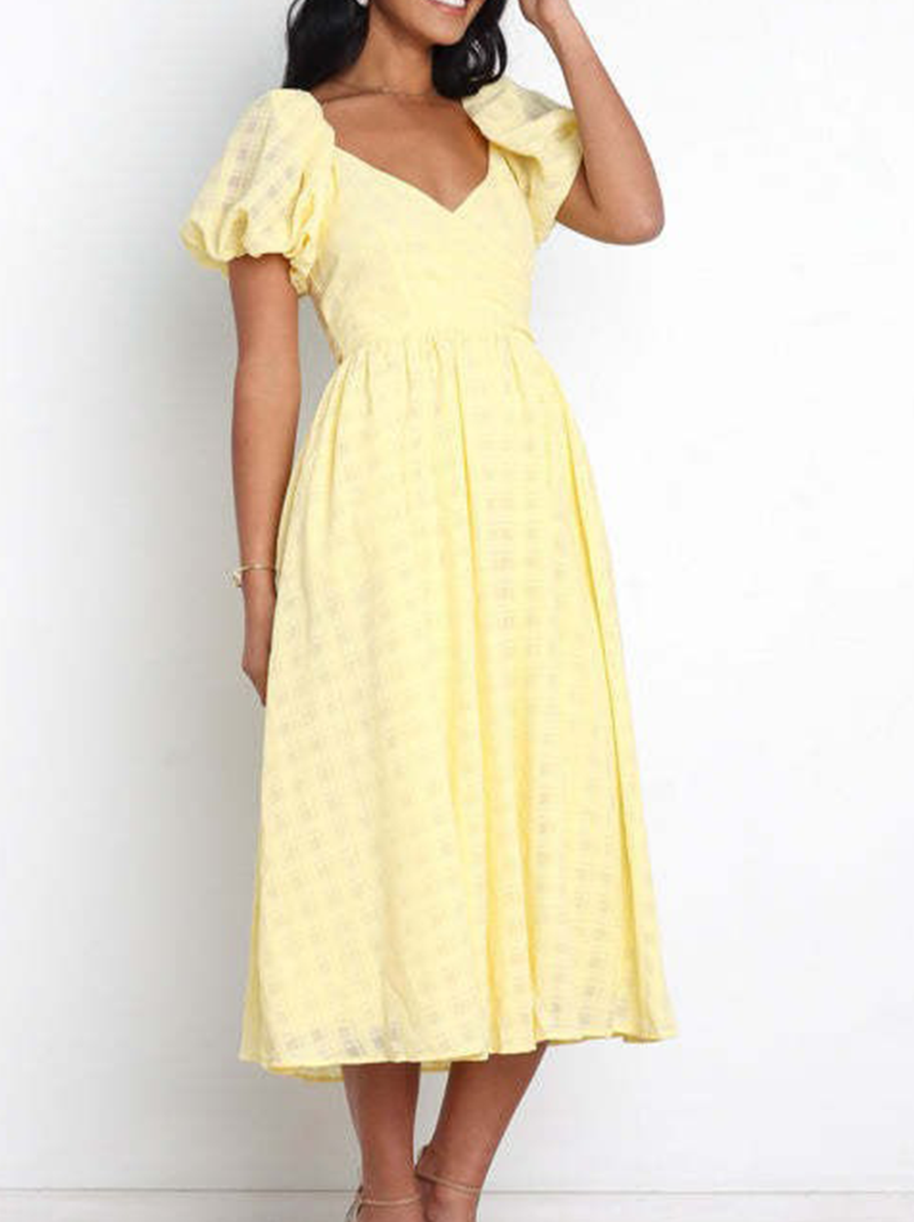 Anaise - Robes avec jupe pastel, encolure carrée et couture fendue unie très tendance