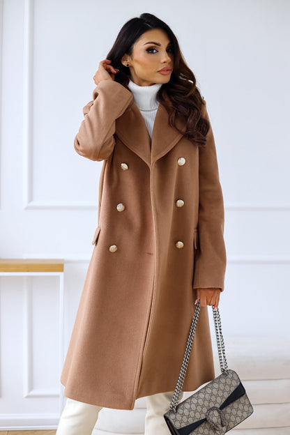 Manteau en laine à double boutonnage pour dames