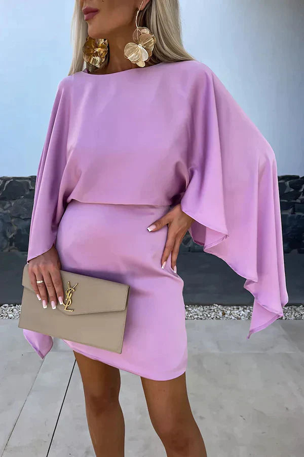 Sahara -Belle mini robe à manches papillon en satin