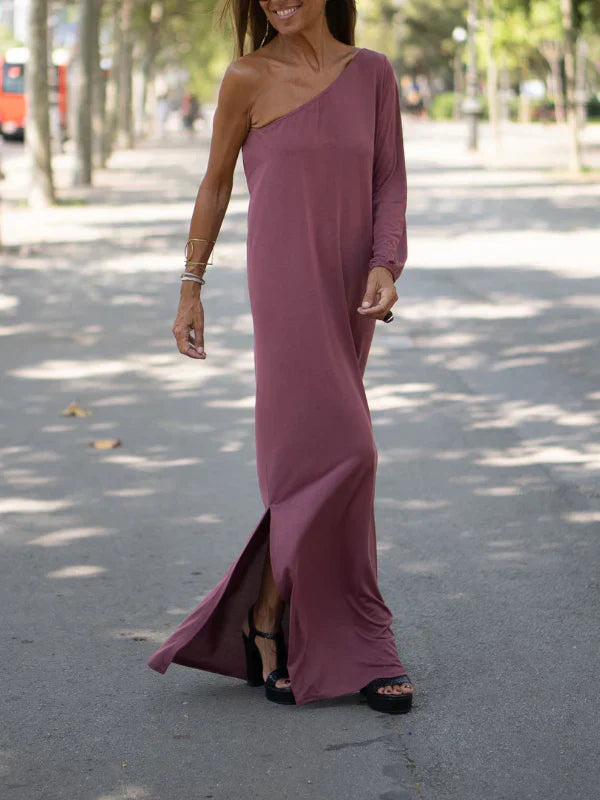 Felicity - Robe longue souple à épaules découvertes