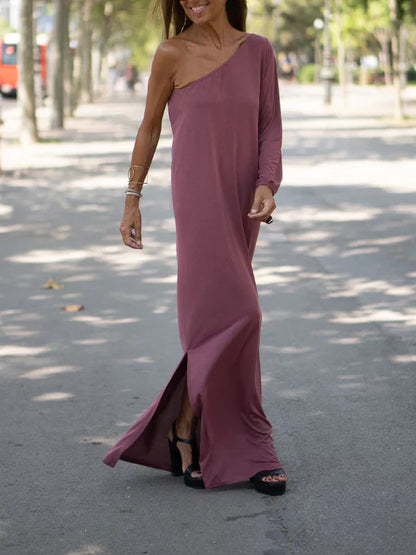 Felicity - Robe longue souple à épaules découvertes