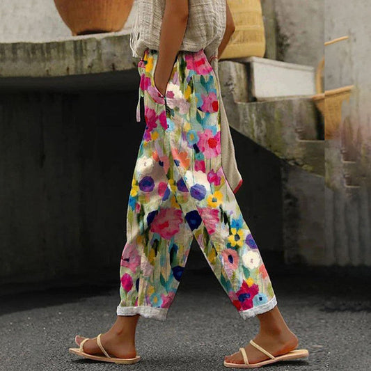 pantalon avec imprimé attrayant et poches latérales