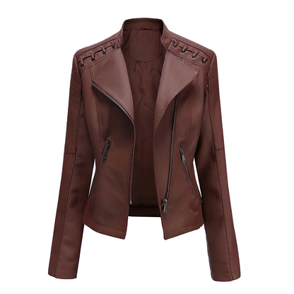 Veste en cuir PU avec fermeture éclair