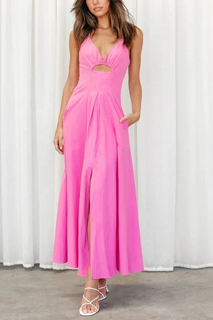 Robe longue dos nu et décolleté en V